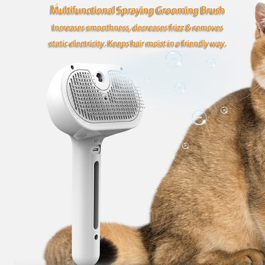2-in-1 Self-Cleaning Pet Comb with Built-In Mist – Grooming Brush for Dogs & Cats