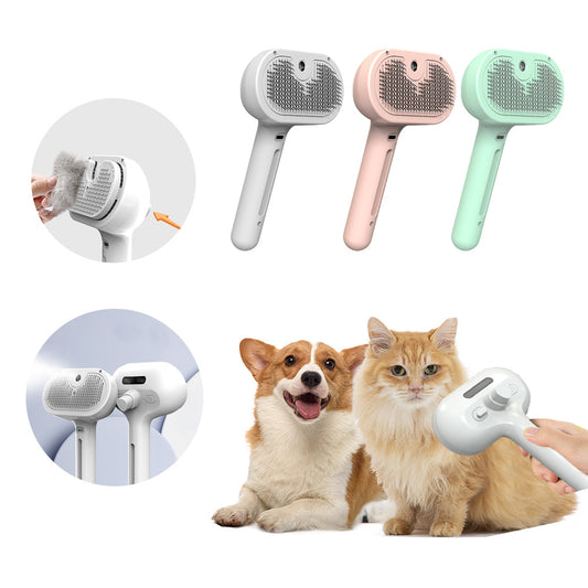 2-in-1 Self-Cleaning Pet Comb with Built-In Mist – Grooming Brush for Dogs & Cats