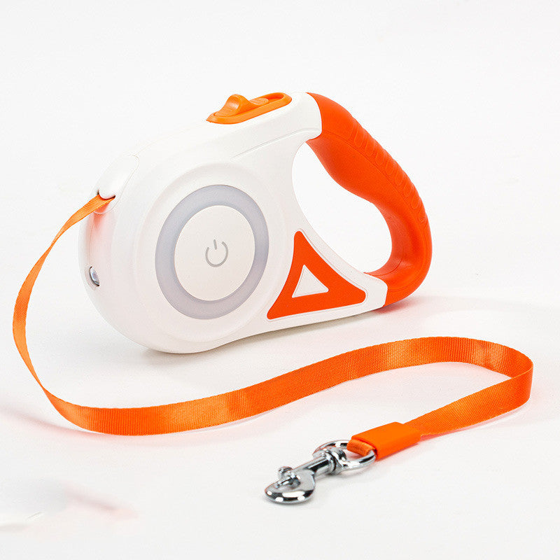 Retractable Dog Leash with Collar & LED Spotlight – For Small & Medium Pets