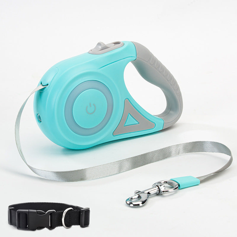 Retractable Dog Leash with Collar & LED Spotlight – For Small & Medium Pets