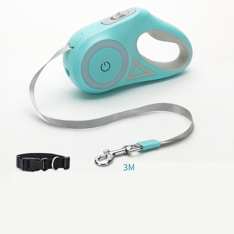 Retractable Dog Leash with Collar & LED Spotlight – For Small & Medium Pets