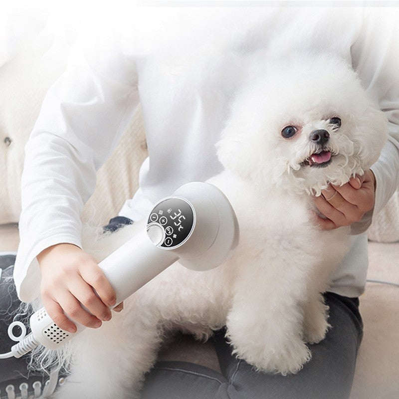 Smart Pet Hair Dryer & Grooming Comb – Quiet & Safe Drying for Dogs & Cats