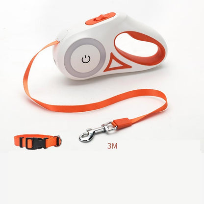 Retractable Dog Leash with Collar & LED Spotlight – For Small & Medium Pets