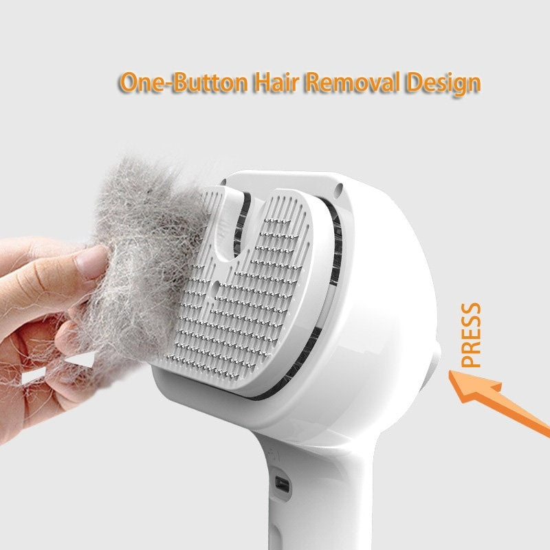 2-in-1 Self-Cleaning Pet Comb with Built-In Mist – Grooming Brush for Dogs & Cats