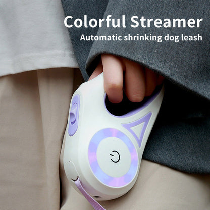 Retractable Dog Leash with Collar & LED Spotlight – For Small & Medium Pets
