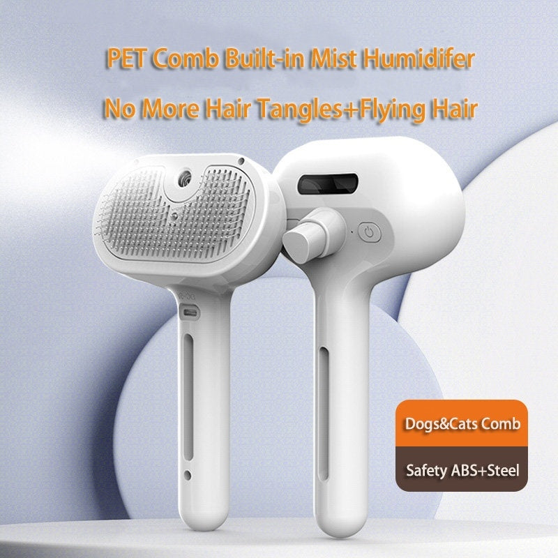 2-in-1 Self-Cleaning Pet Comb with Built-In Mist – Grooming Brush for Dogs & Cats