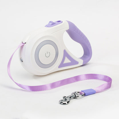 Retractable Dog Leash with Collar & LED Spotlight – For Small & Medium Pets