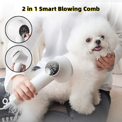 Smart Pet Hair Dryer & Grooming Comb – Quiet & Safe Drying for Dogs & Cats